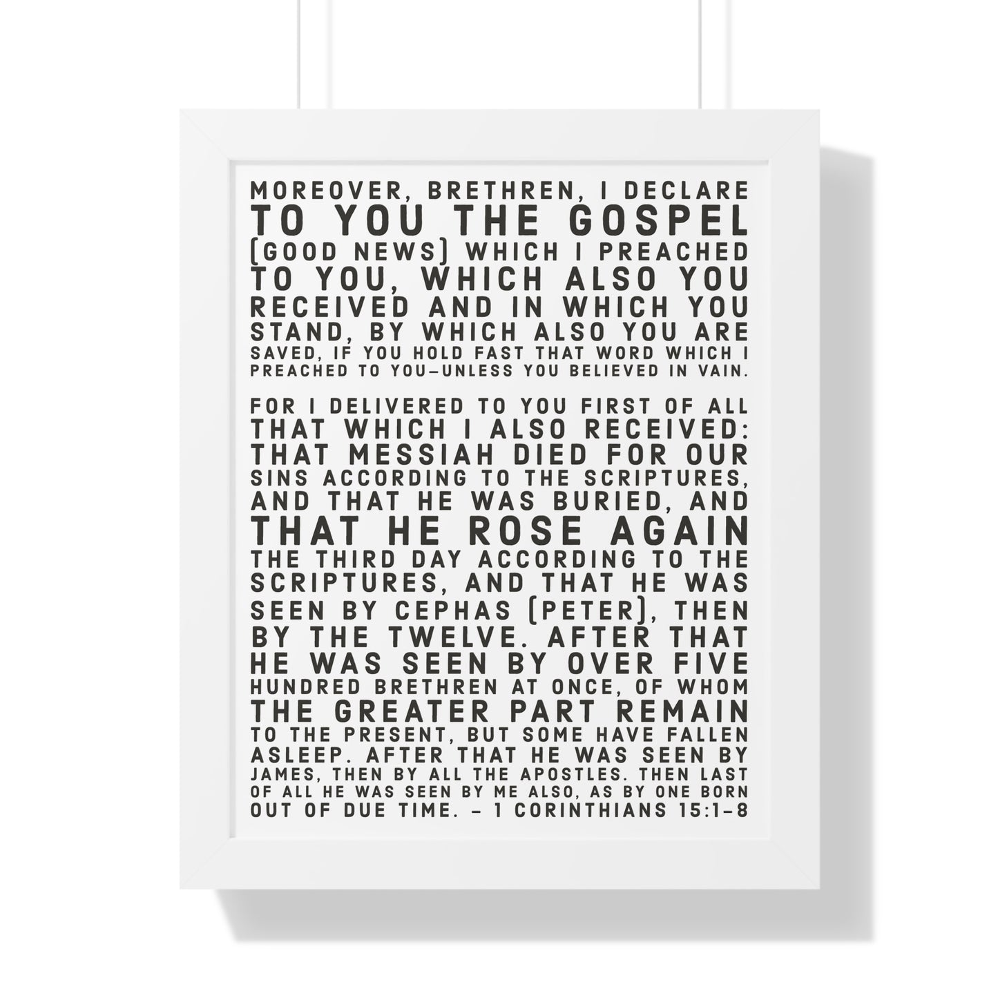 'I declare to you the gospel' - (4 Size and 3 Frame Color Options) - Framed Vertical Poster