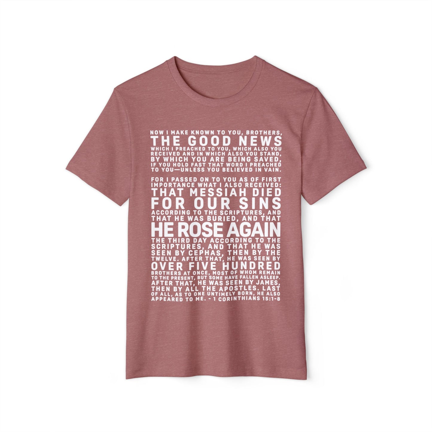 The Gospel - Adult Unisex Premium Organic Tee - Front Text, Light-Lettered Edition - (7 Colors)