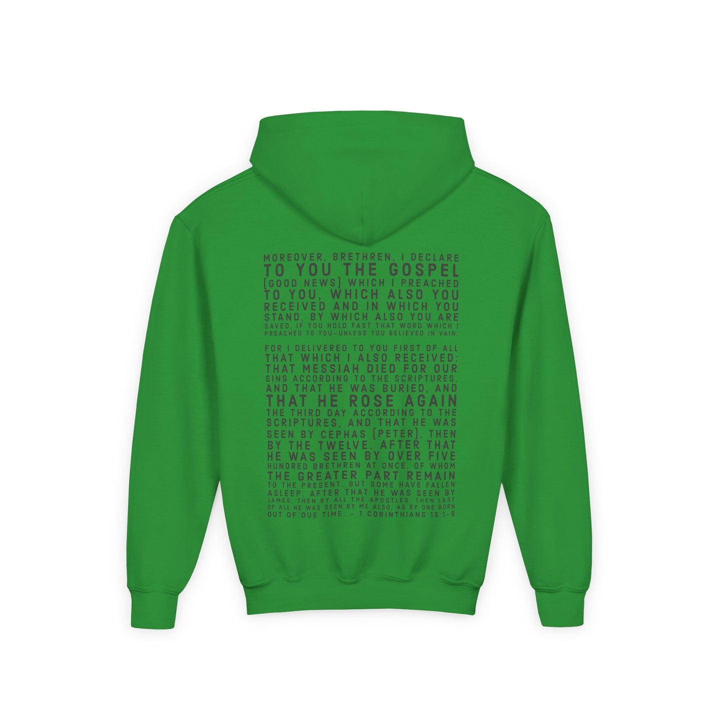 'I declare to you the gospel' - Dark Lettered Edition - (9 Color Options) - Youth Heavy Blend Hoodie
