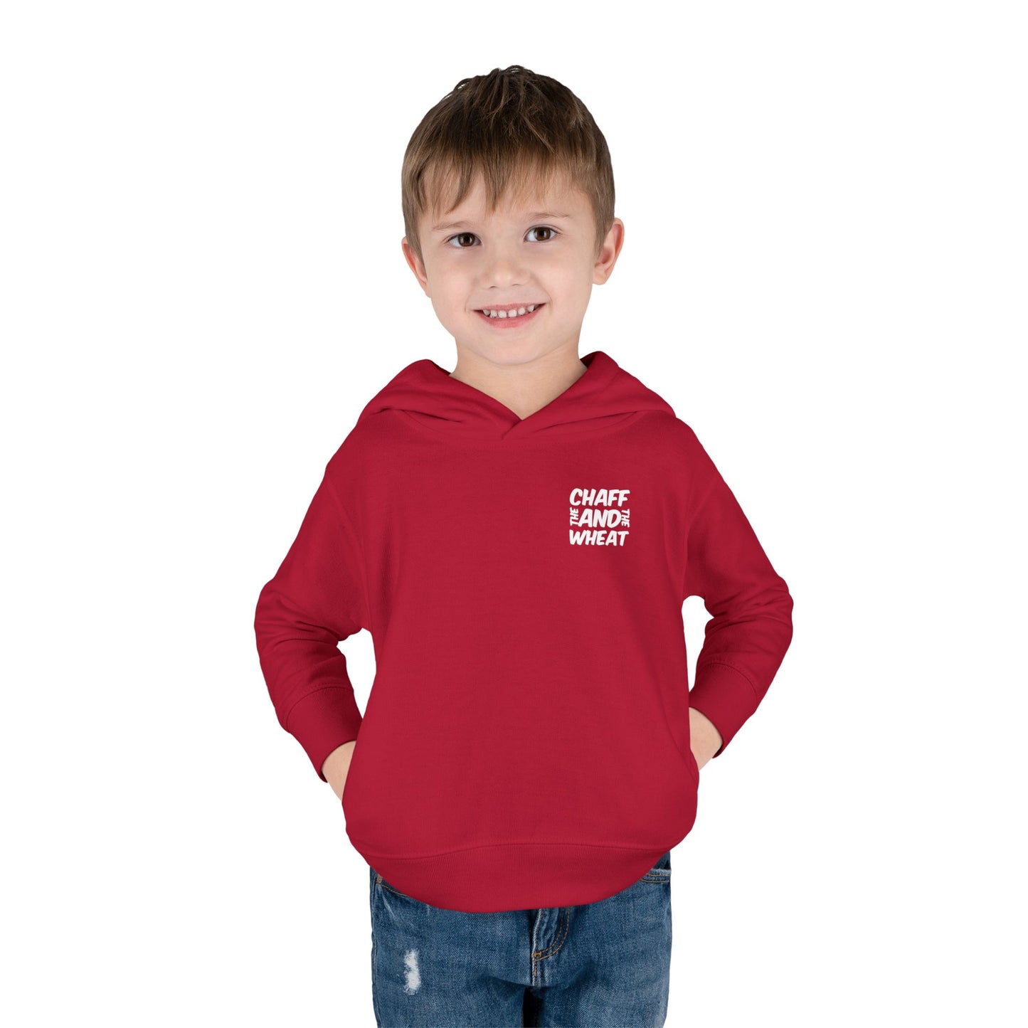'I declare to you the gospel' - Back Text, Light Lettered Edition - (15 Color Options) - Toddler Pullover Fleece Hoodie