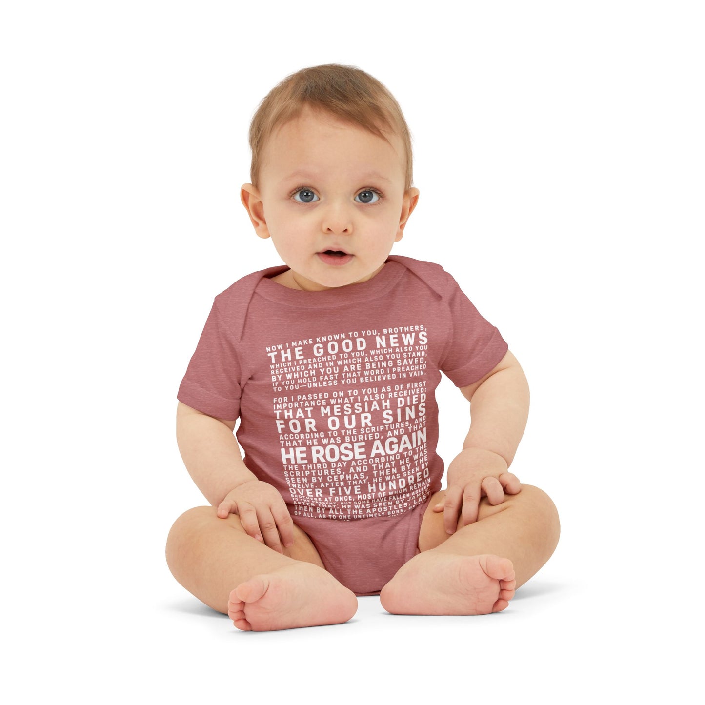 The Gospel - Infant (3M-24M) One Piece - Front Text, Light Lettered Edition - (10 Colors)