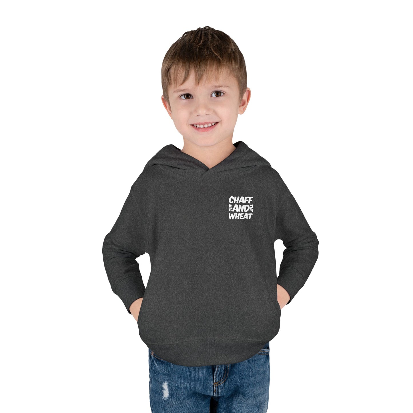 'I declare to you the gospel' - Back Text, Light Lettered Edition - (15 Color Options) - Toddler Pullover Fleece Hoodie