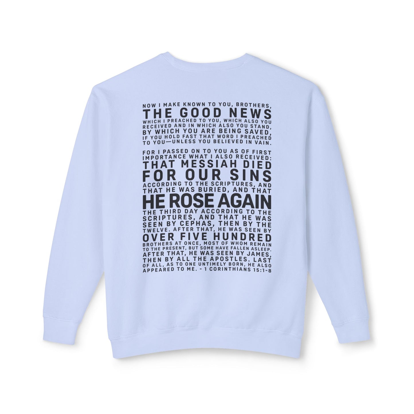 The Gospel - Adult Unisex Crewneck Sweatshirt - Back Text, Dark Lettered Edition - (12 Colors)