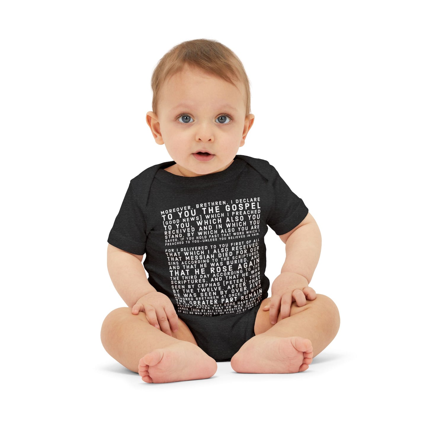 'I declare to you the gospel' - Front Text, Light Lettered Edition - (8 Color Options) - Infant Jersey One Piece