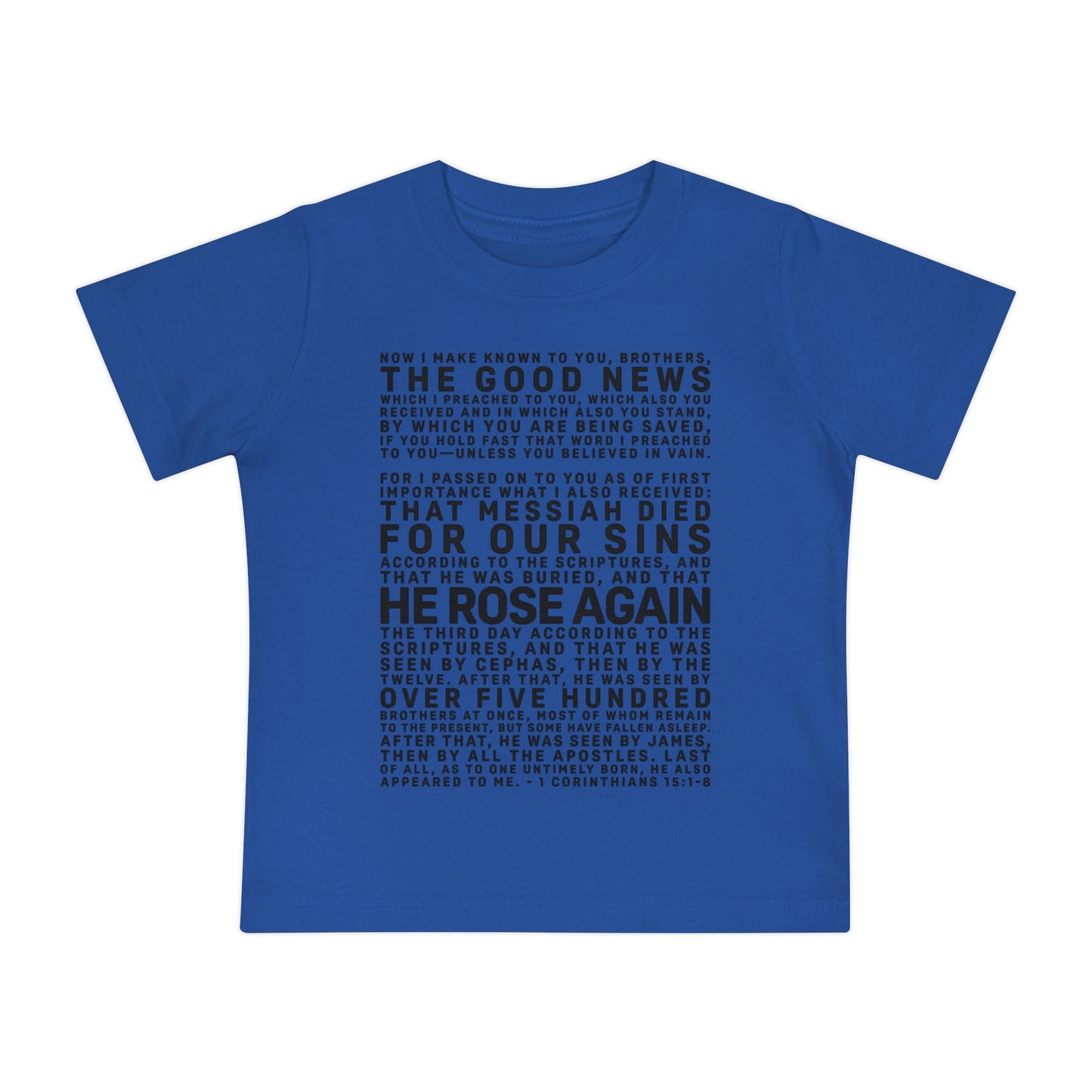 The Gospel - Infant (3M-24M) Short Sleeve Tee - Front Text, Dark-Lettered Edition - (6 Colors)