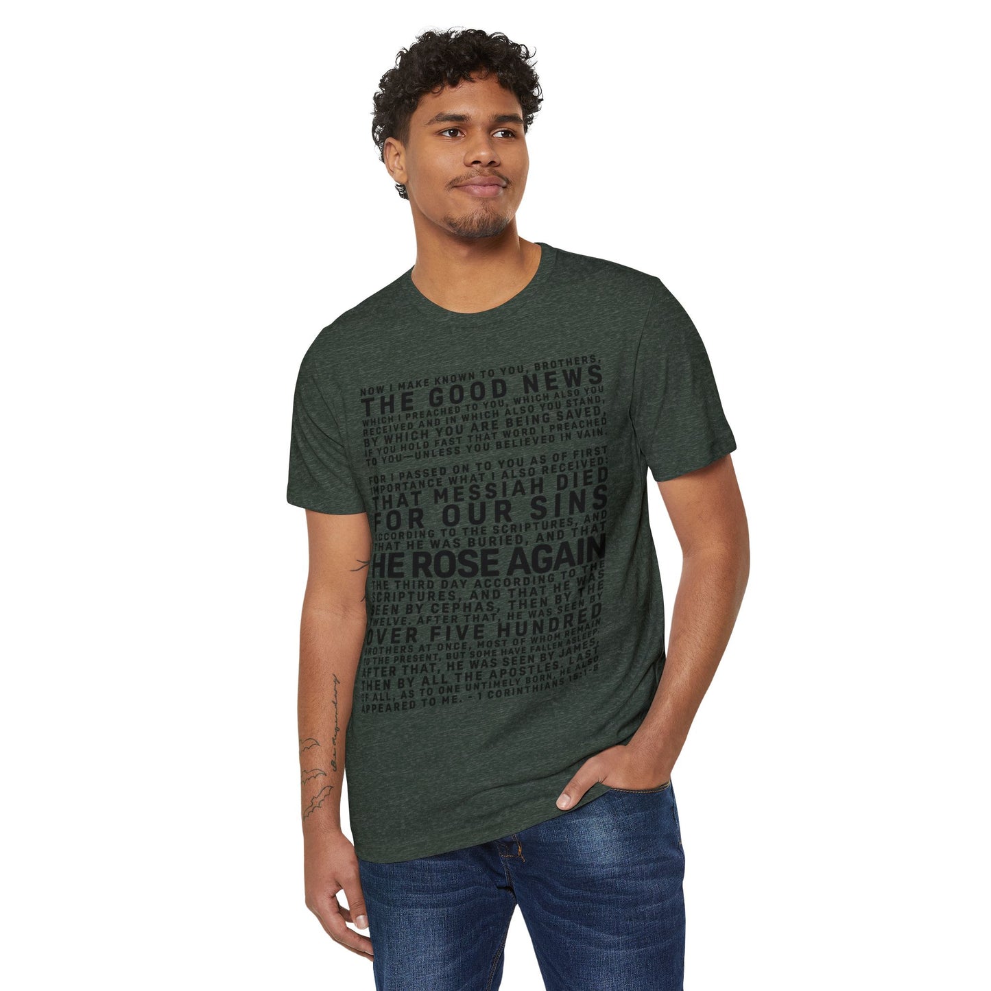 The Gospel - Adult Unisex Premium Organic Tee - Front Text, Dark-Lettered Edition - (7 Colors)