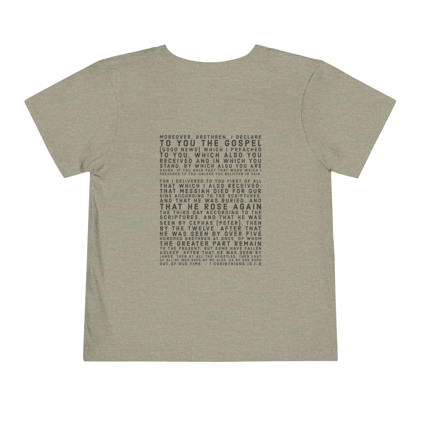 'I declare to you the gospel' - Back Text, Dark-Lettered Edition - (9 Color Options) - Toddler Short Sleeve Tee