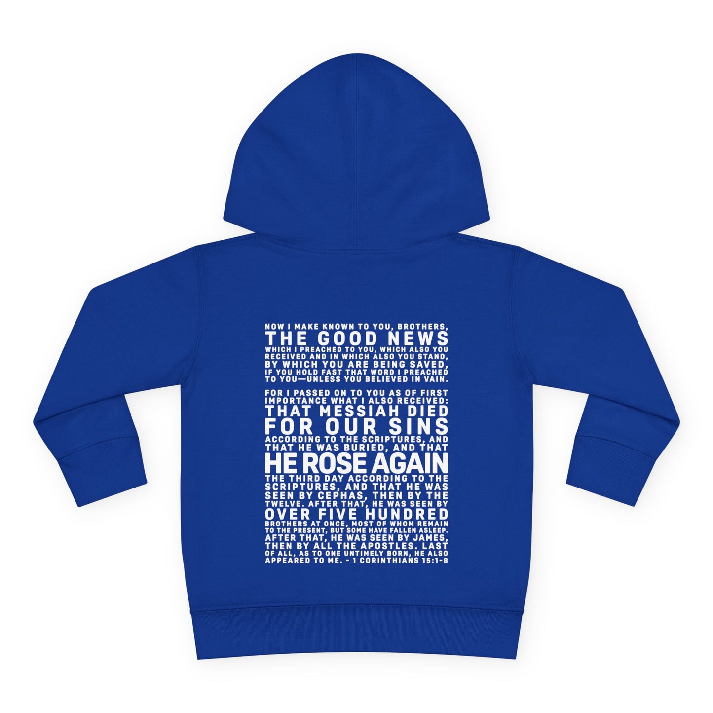 The Gospel - Toddler Pullover Hoodie - Back Text, Light Lettered Edition - (15 Colors)