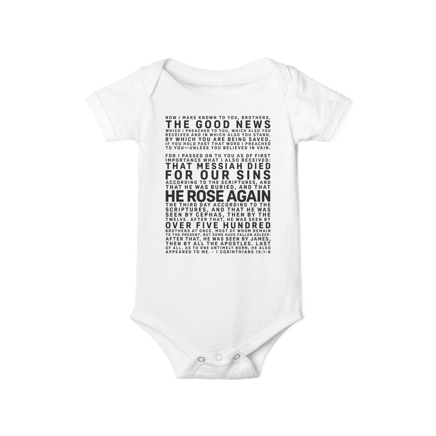 The Gospel - Infant (3M-24M) One Piece - Front Text, Dark Lettered Edition - (8 Colors)