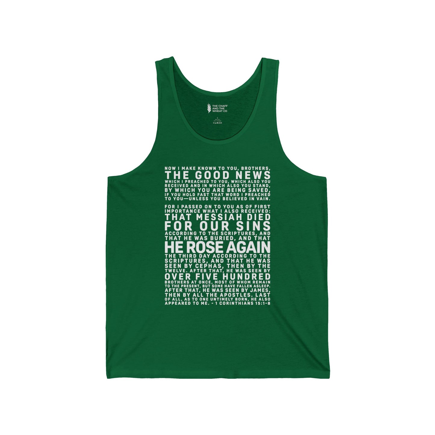 The Gospel - Adult Unisex Tank - Front Text, Light Lettered Edition - (8 Colors)