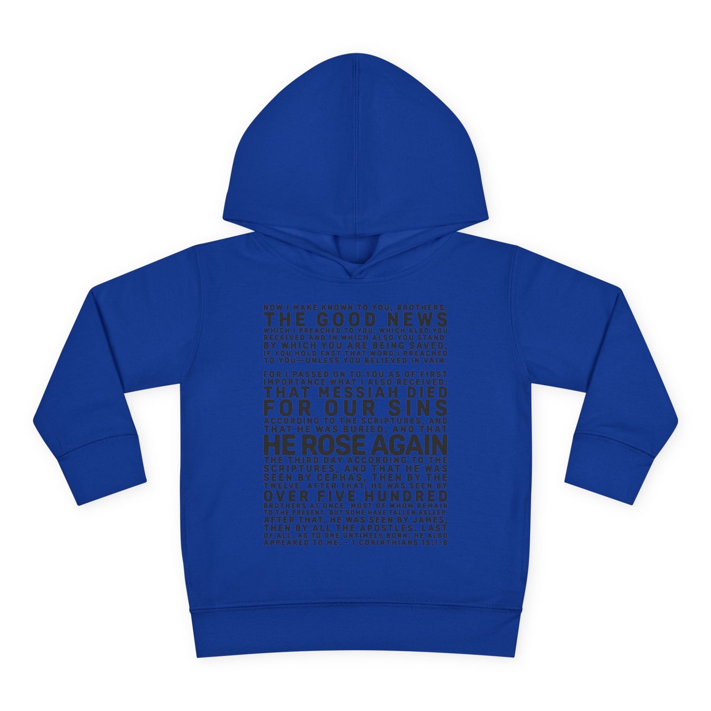 The Gospel - Toddler Pullover Hoodie - Front Text, Dark Lettered Edition - (13 Colors)