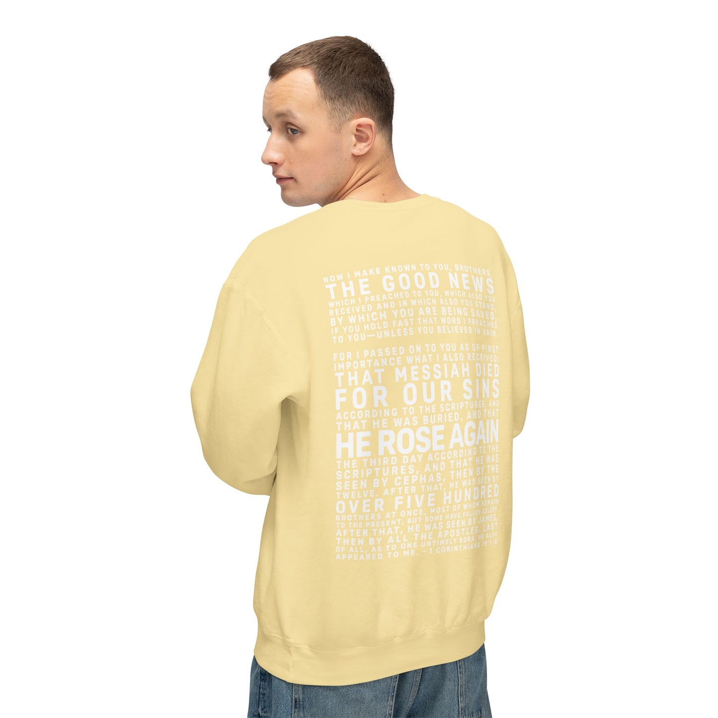 The Gospel - Adult Unisex Crewneck Sweatshirt - Back Text, Light Lettered Edition - (11 Colors)