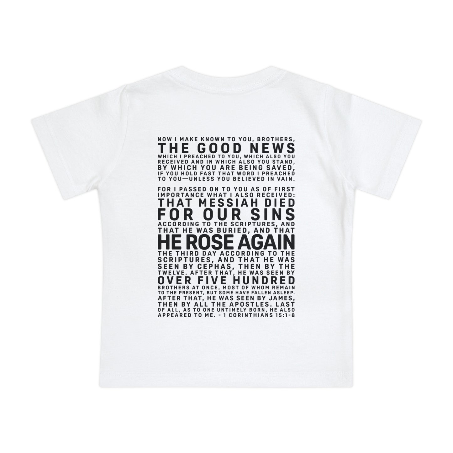 The Gospel - Infant (3M-24M) Short Sleeve Tee - Back Text, Dark-Lettered Edition - (6 Colors)
