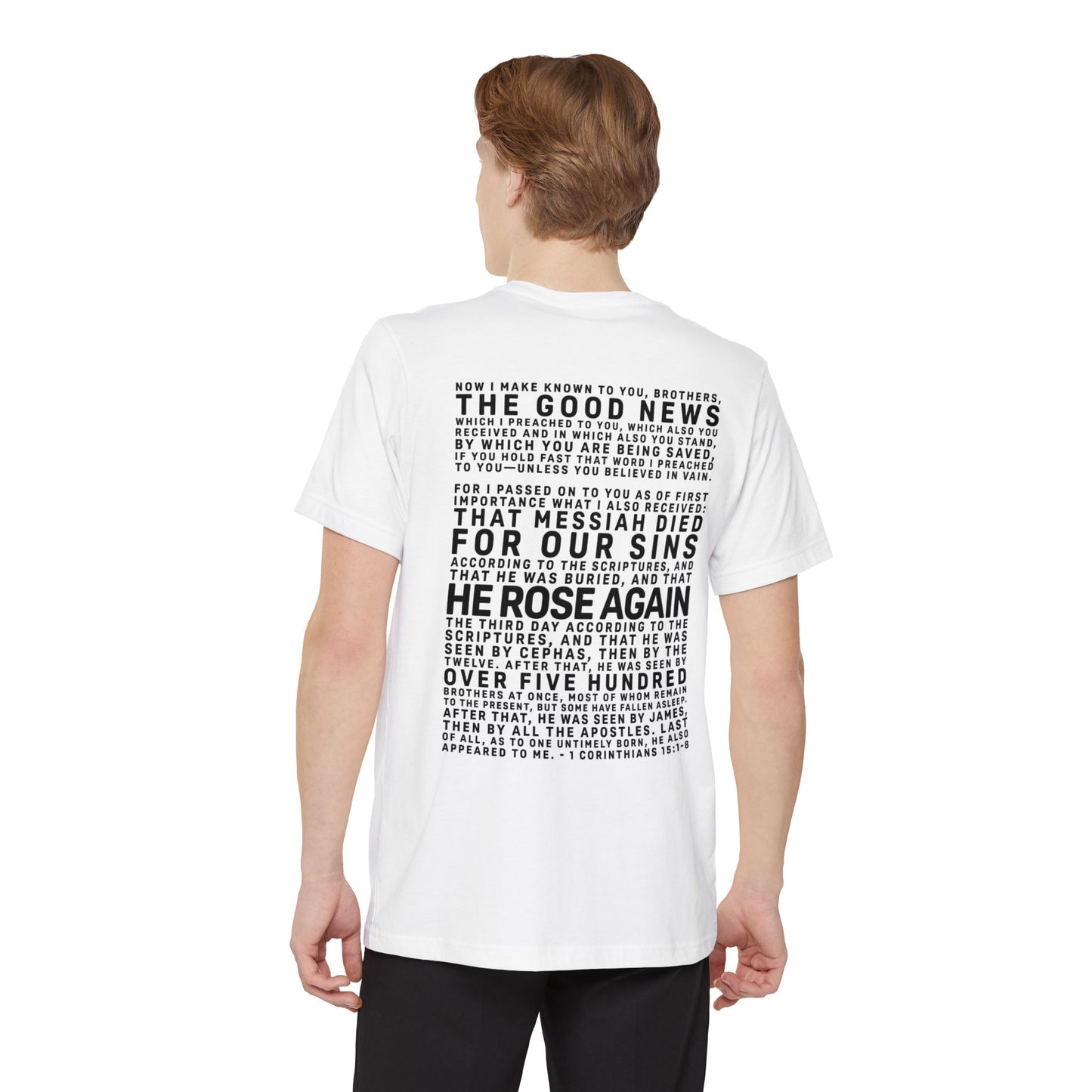 The Gospel - Adult Unisex Pocket Tee - Back Text, Dark-Lettered Edition - (4 Colors)
