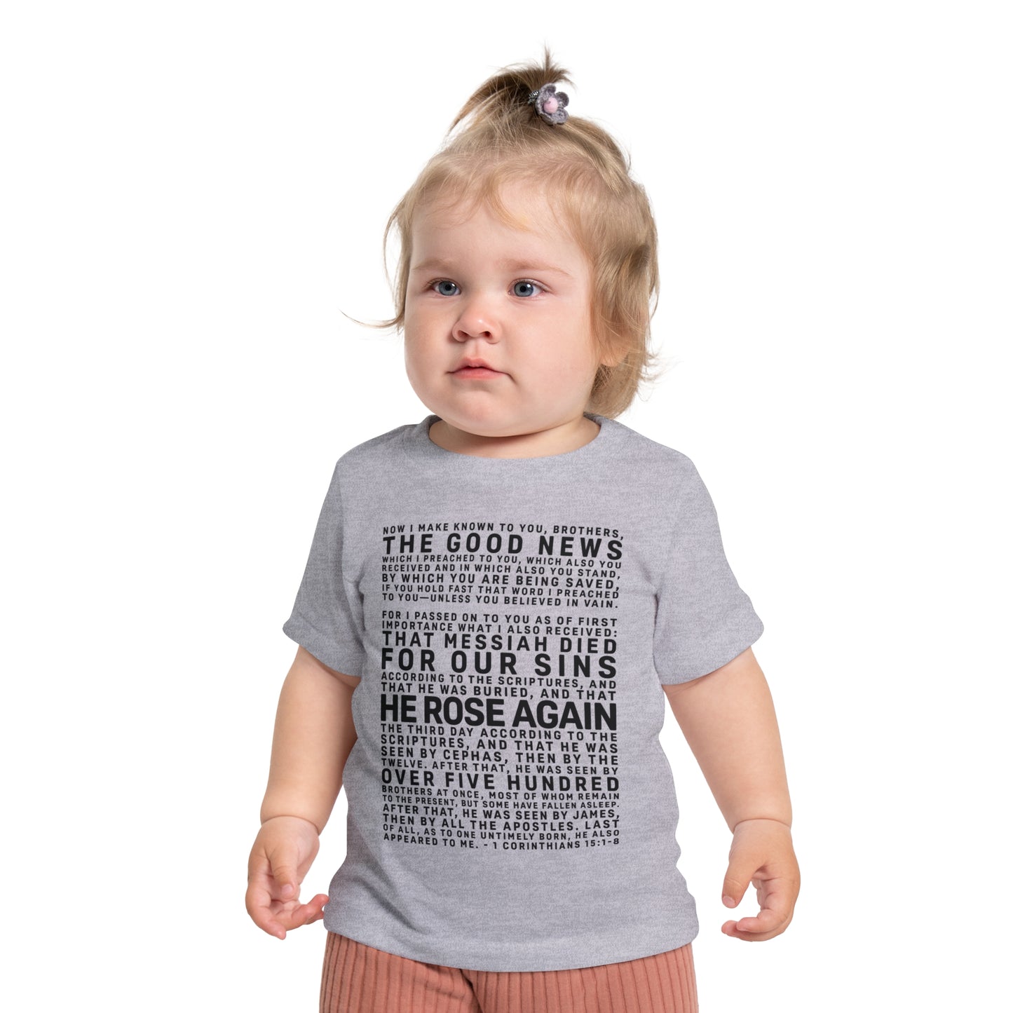 The Gospel - Infant (3M-24M) Short Sleeve Tee - Front Text, Dark-Lettered Edition - (6 Colors)