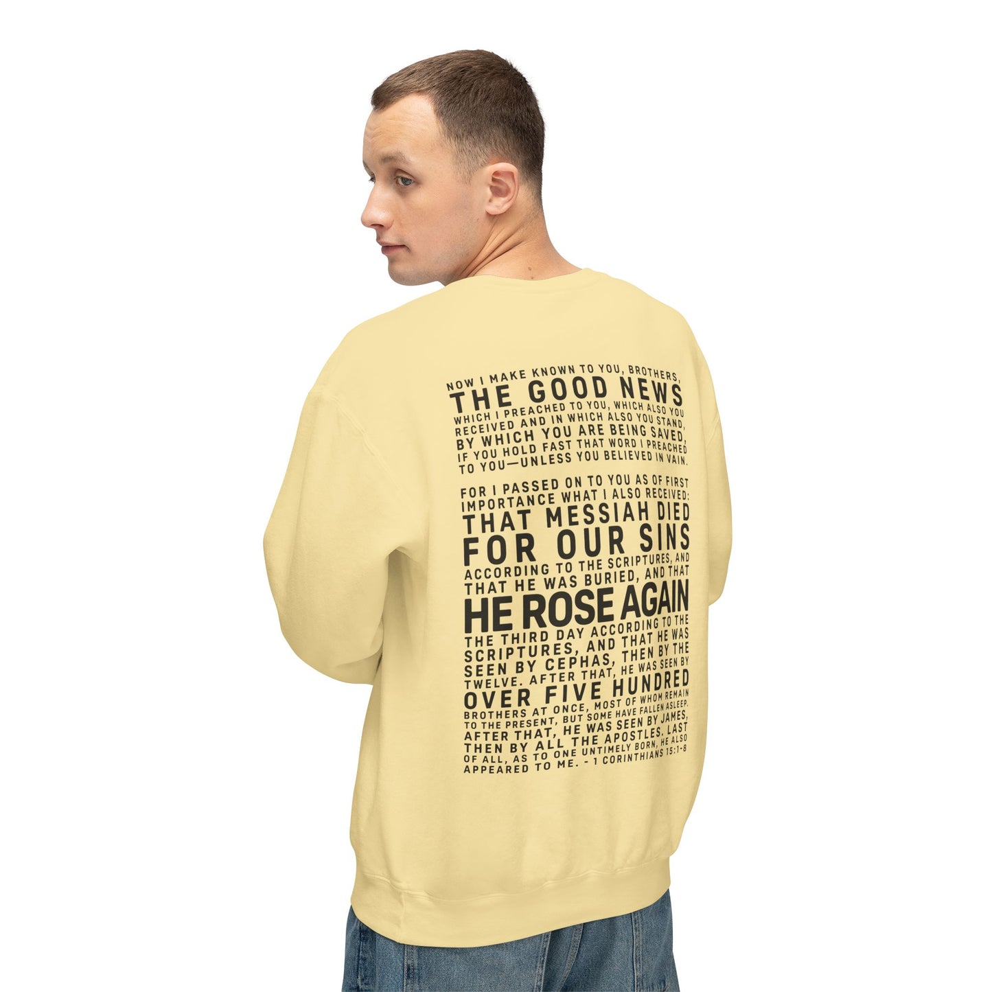 The Gospel - Adult Unisex Crewneck Sweatshirt - Back Text, Dark Lettered Edition - (12 Colors)