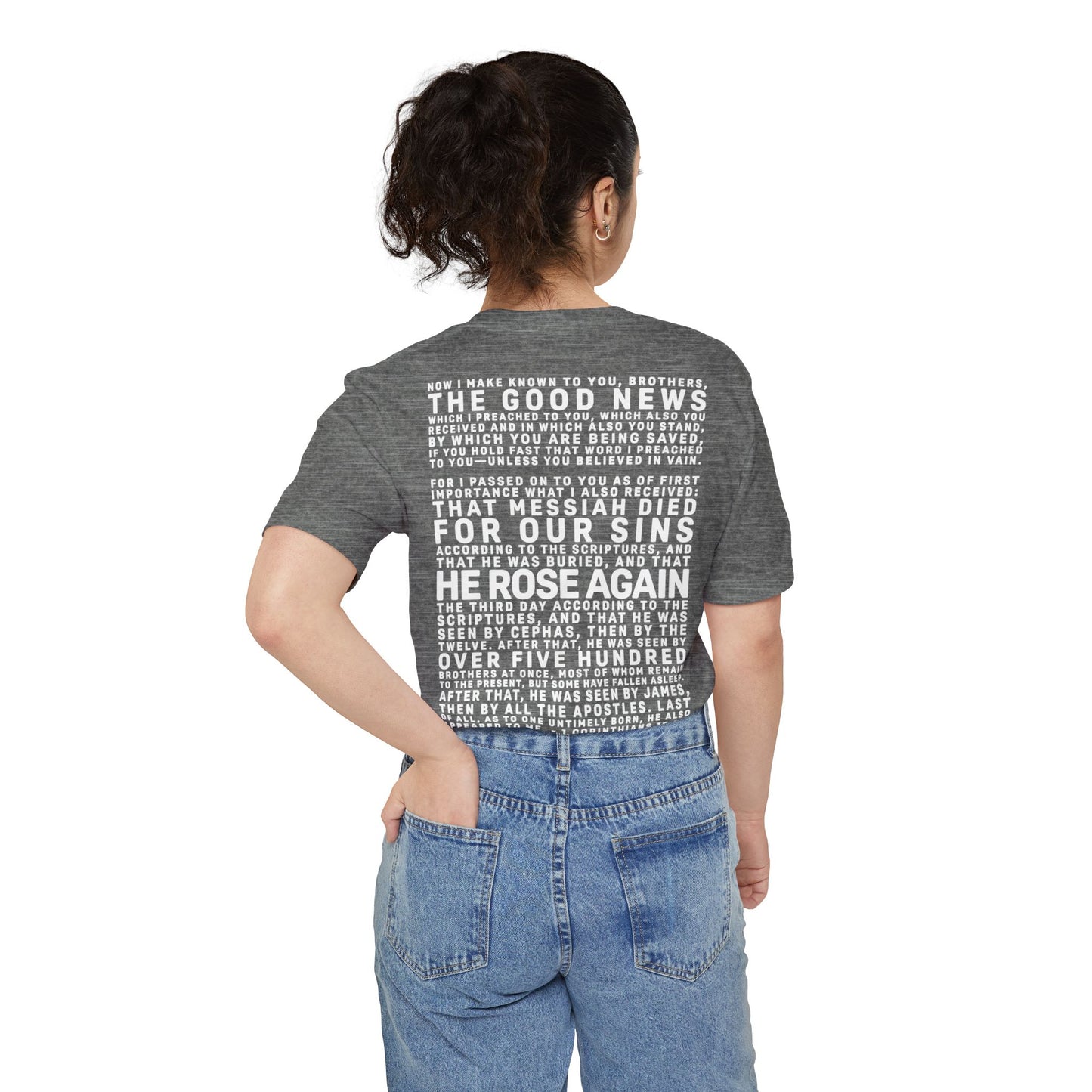 The Gospel - Adult Unisex Pocket Tee - Back Text, Light-Lettered Edition - (5 Colors)