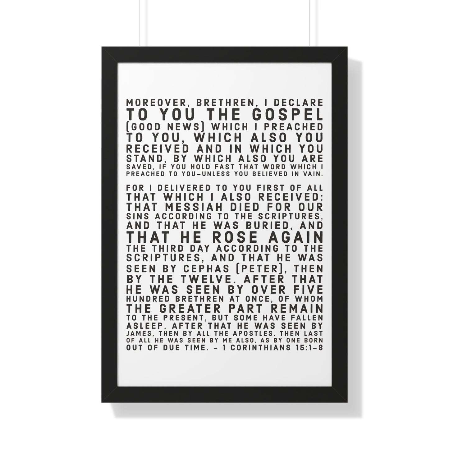 'I declare to you the gospel' - (4 Size and 3 Frame Color Options) - Framed Vertical Poster