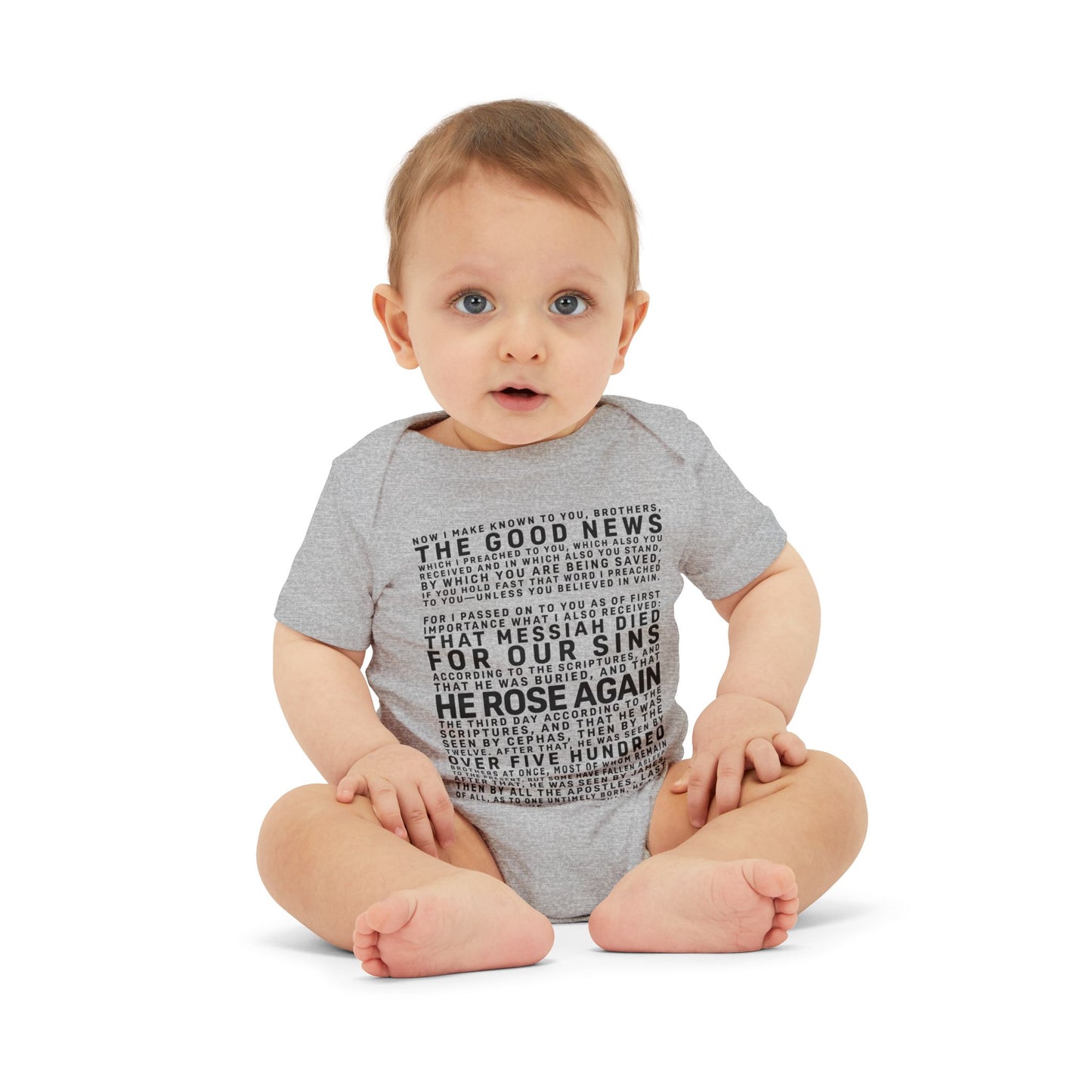 The Gospel - Infant (3M-24M) One Piece - Front Text, Dark Lettered Edition - (8 Colors)