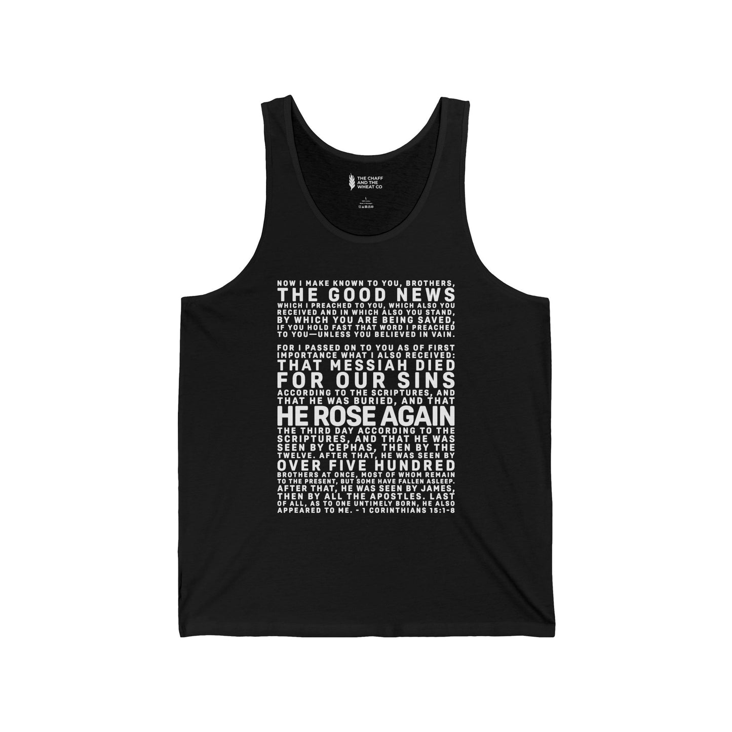 The Gospel - Adult Unisex Tank - Front Text, Light Lettered Edition - (8 Colors)