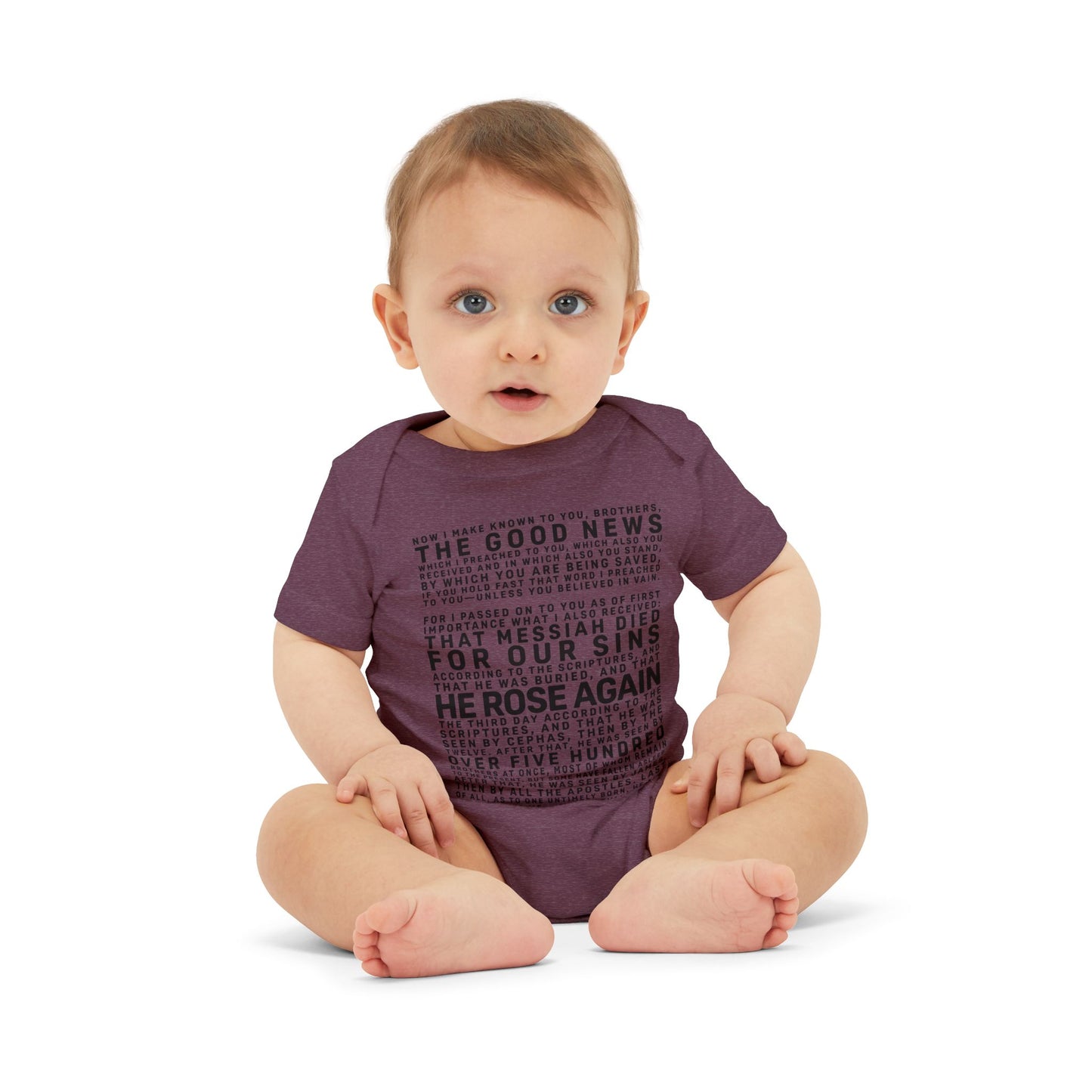 The Gospel - Infant (3M-24M) One Piece - Front Text, Dark Lettered Edition - (8 Colors)