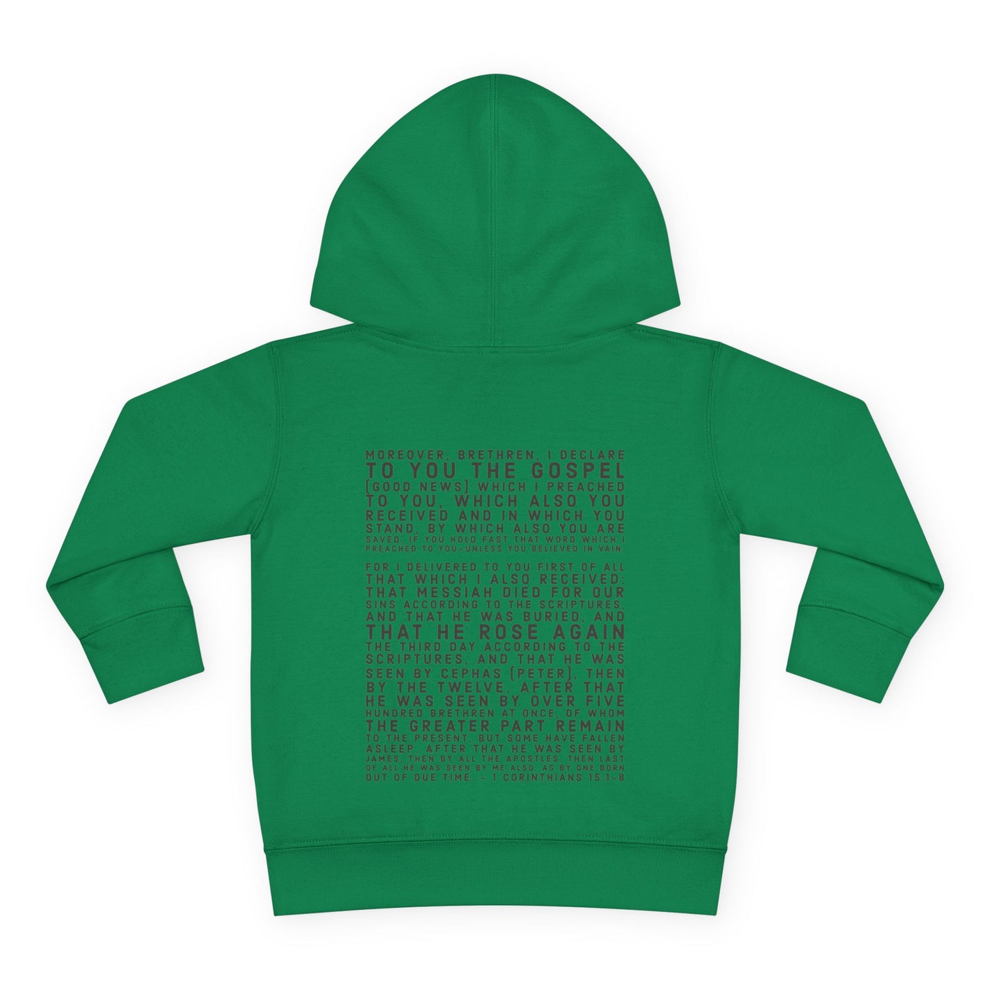 'I declare to you the gospel' - Back Text, Dark Lettered Edition - (7 Color Options) - Toddler Pullover Fleece Hoodie