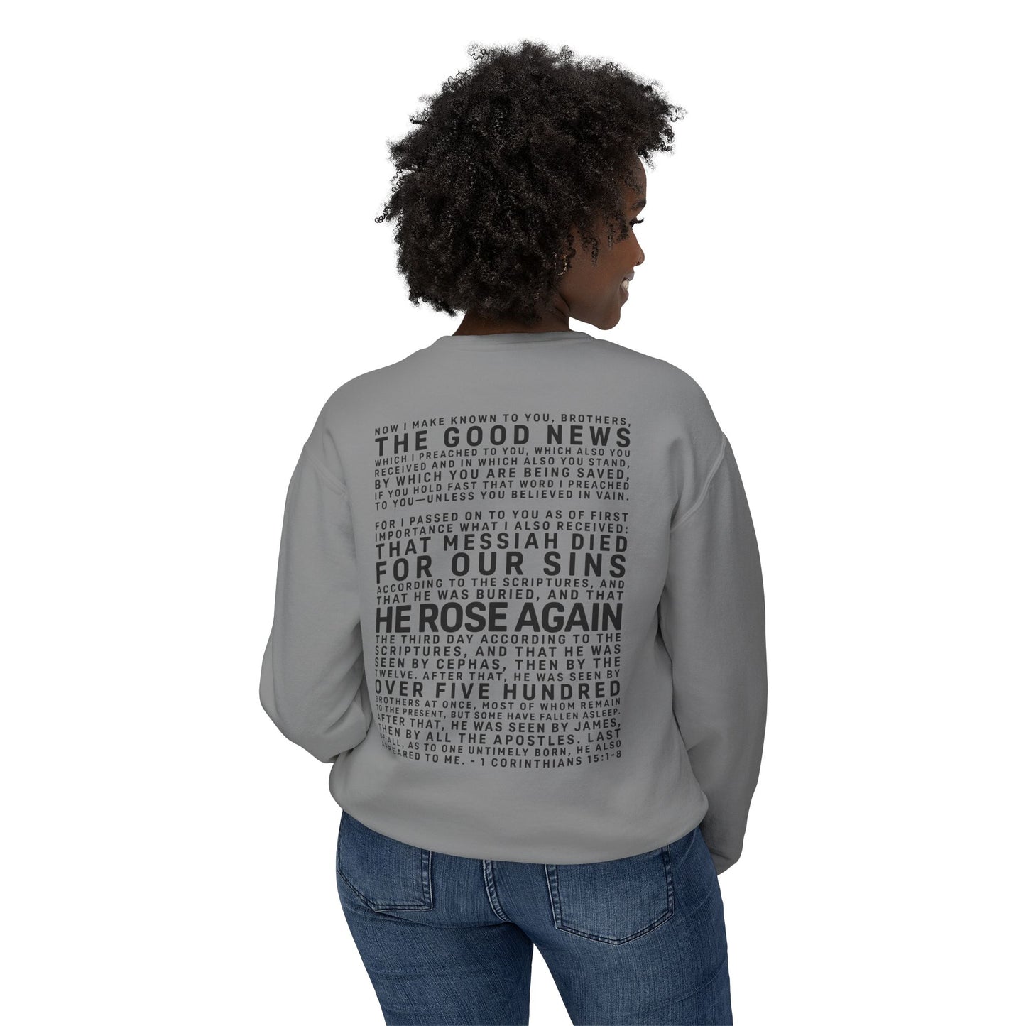 The Gospel - Adult Unisex Crewneck Sweatshirt - Back Text, Dark Lettered Edition - (12 Colors)